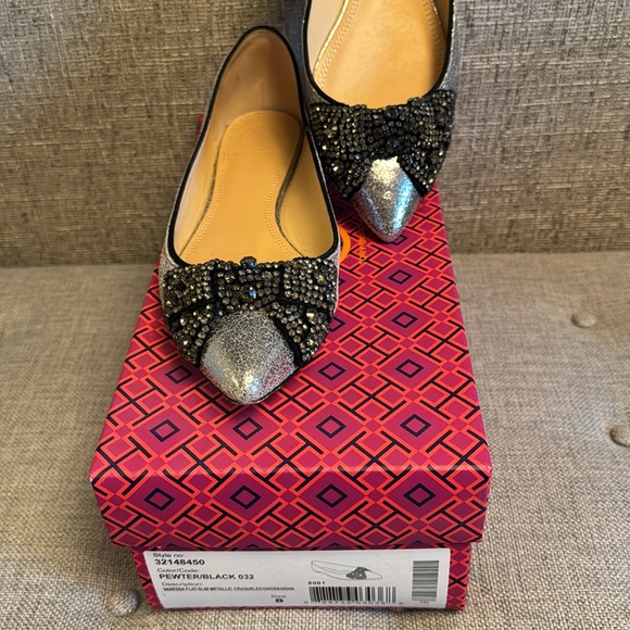 Tory Burch Vanessa Flat with Crystal Bow Detail - Picture 2 of 9